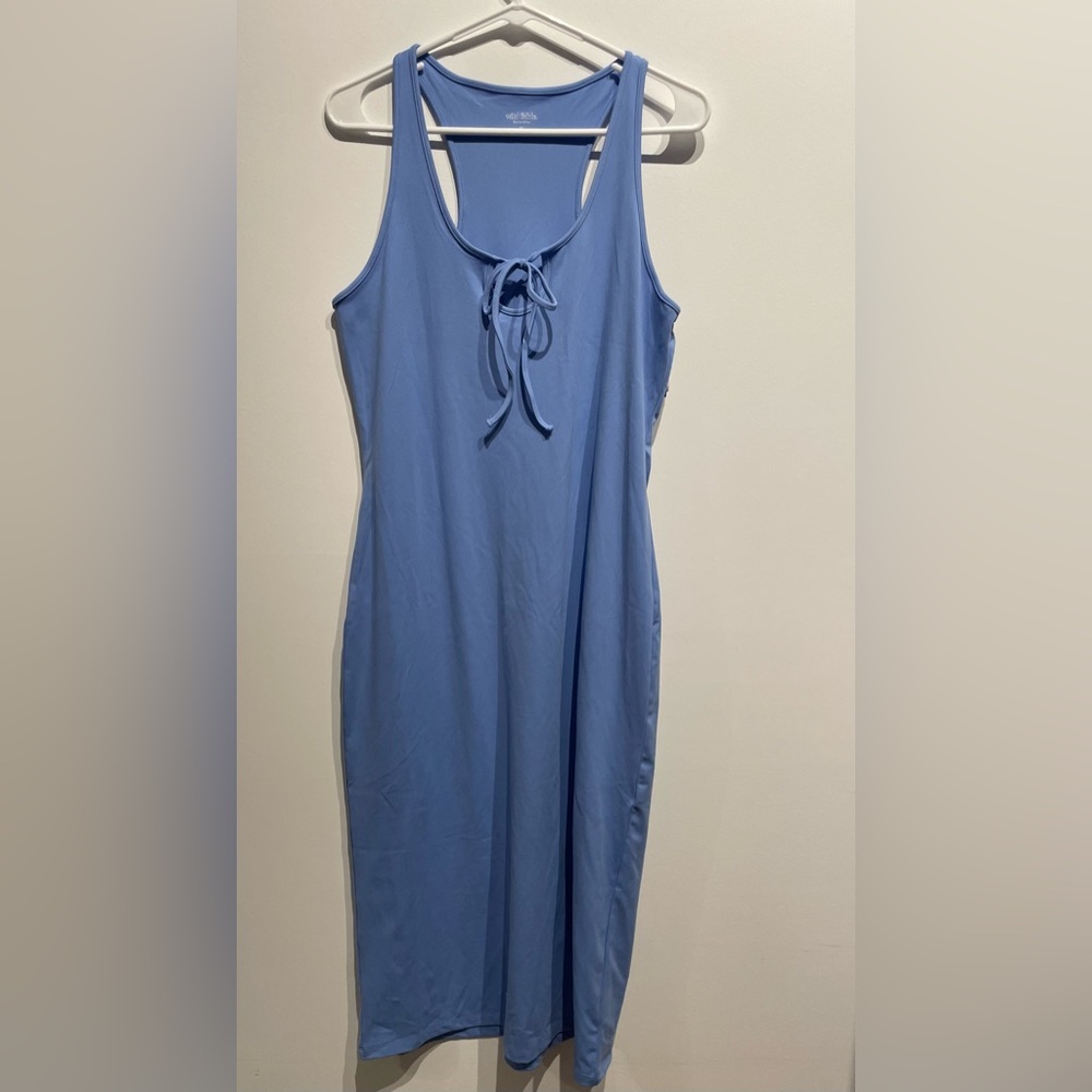 Wild Fable Women's ButterBliss Keyhole Racer Back MIDI Bodycon Dress Blue XL NWT